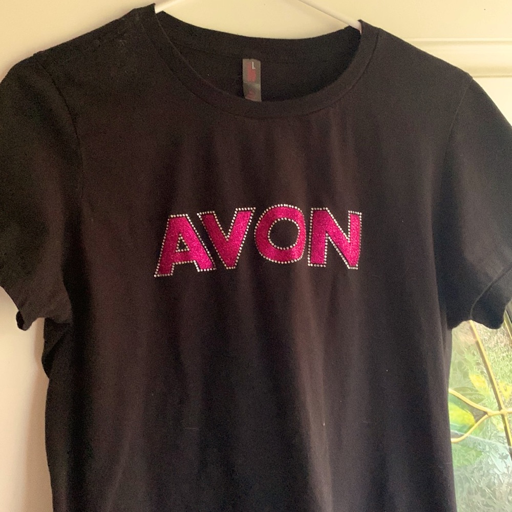 Black AVON T-Shirt. Size XL